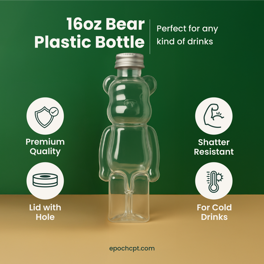 16oz | Bear | Drink Plastic Bottle | Cute Valentine's Drink Bottle | 100 Sets