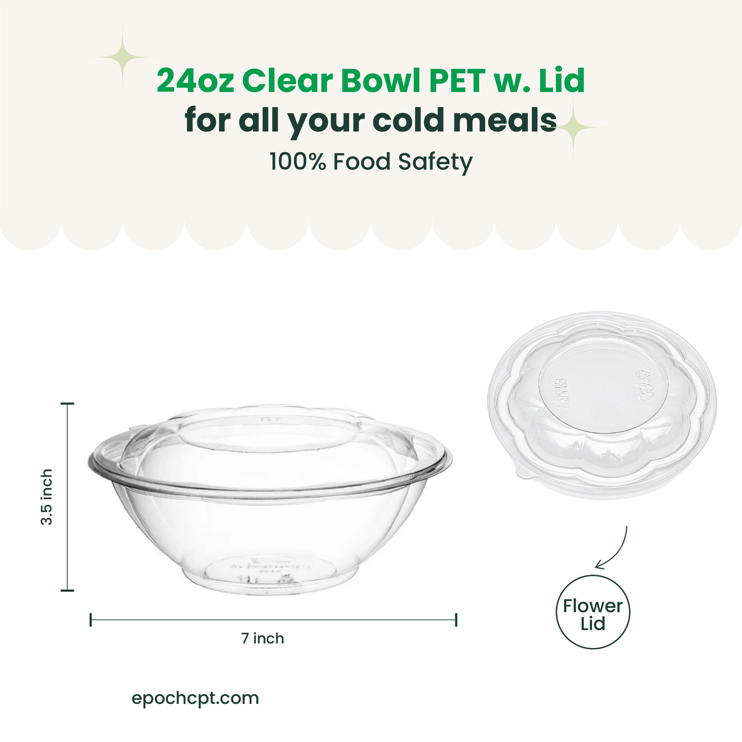 24oz Disposable Salad Bowls with Dome Lids / Clear