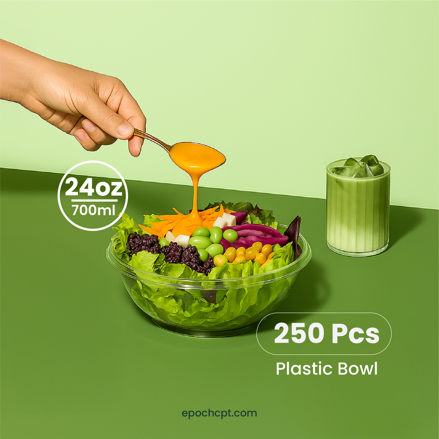 24oz Disposable Salad Bowls with Dome Lids / Clear
