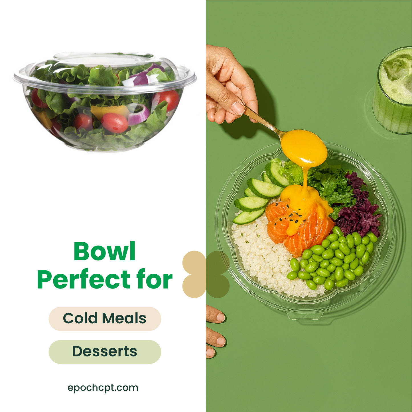 24oz Disposable Salad Bowls with Dome Lids / Clear