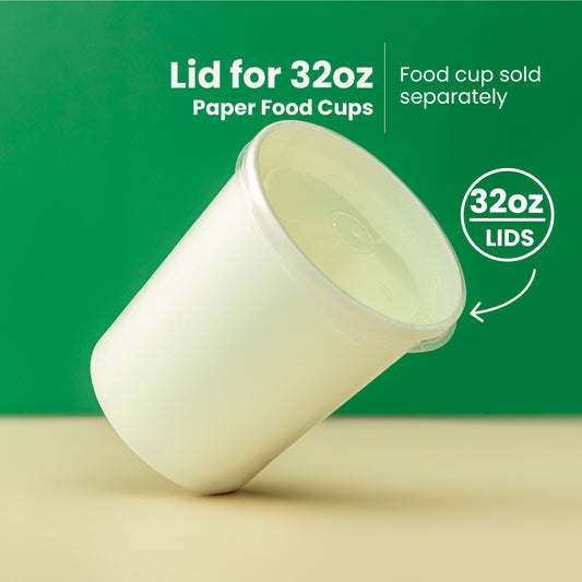 32 oz | LIDS | White Double Poly-Coated Paper Food Cup | 500 pcs