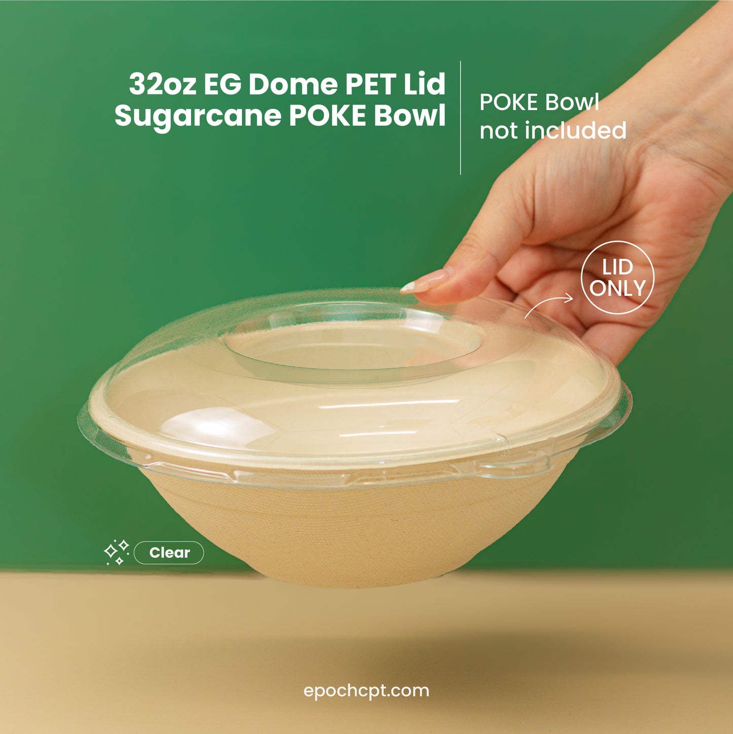 32oz EG | DOME PET LID | Sugarcane Bowl | 500 pcs