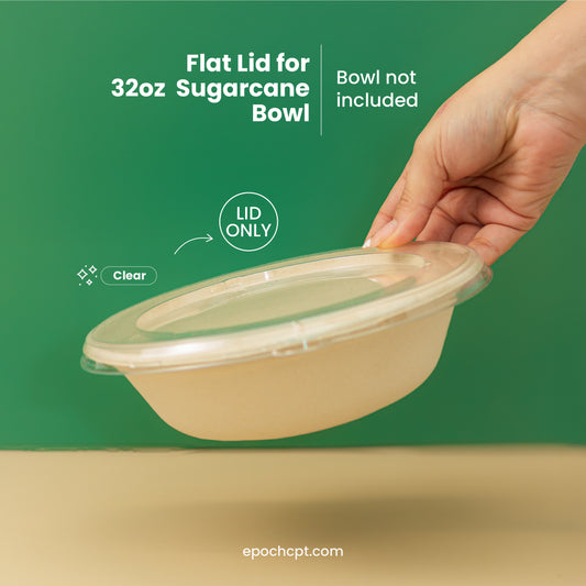 32oz FB | FLAT PET LID | Sugarcane Bowl | 500 pcs