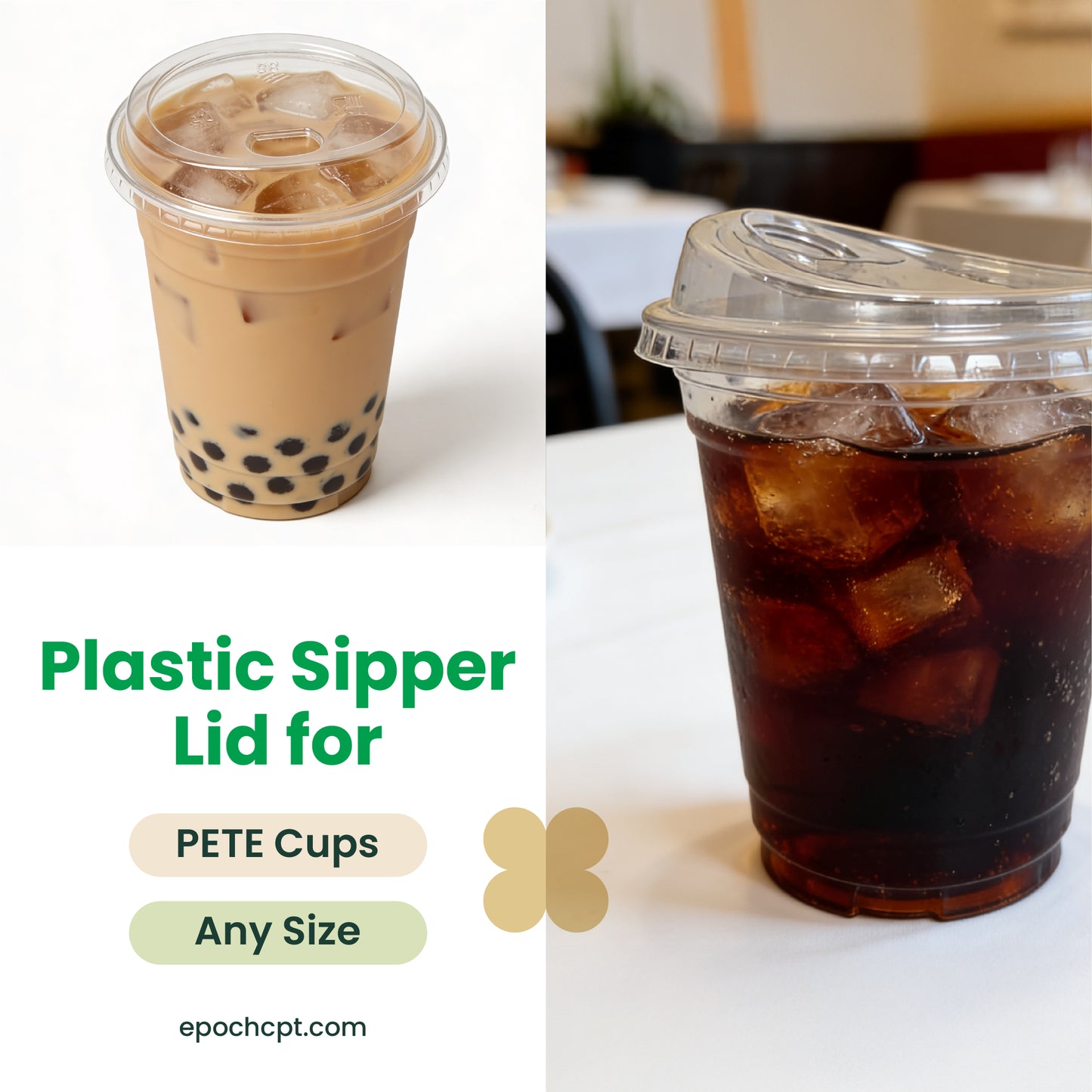 98mm | PETE Ultra Clear Sipper Lid with Die-Cut Hole | for PET Cups | 1000 pcs