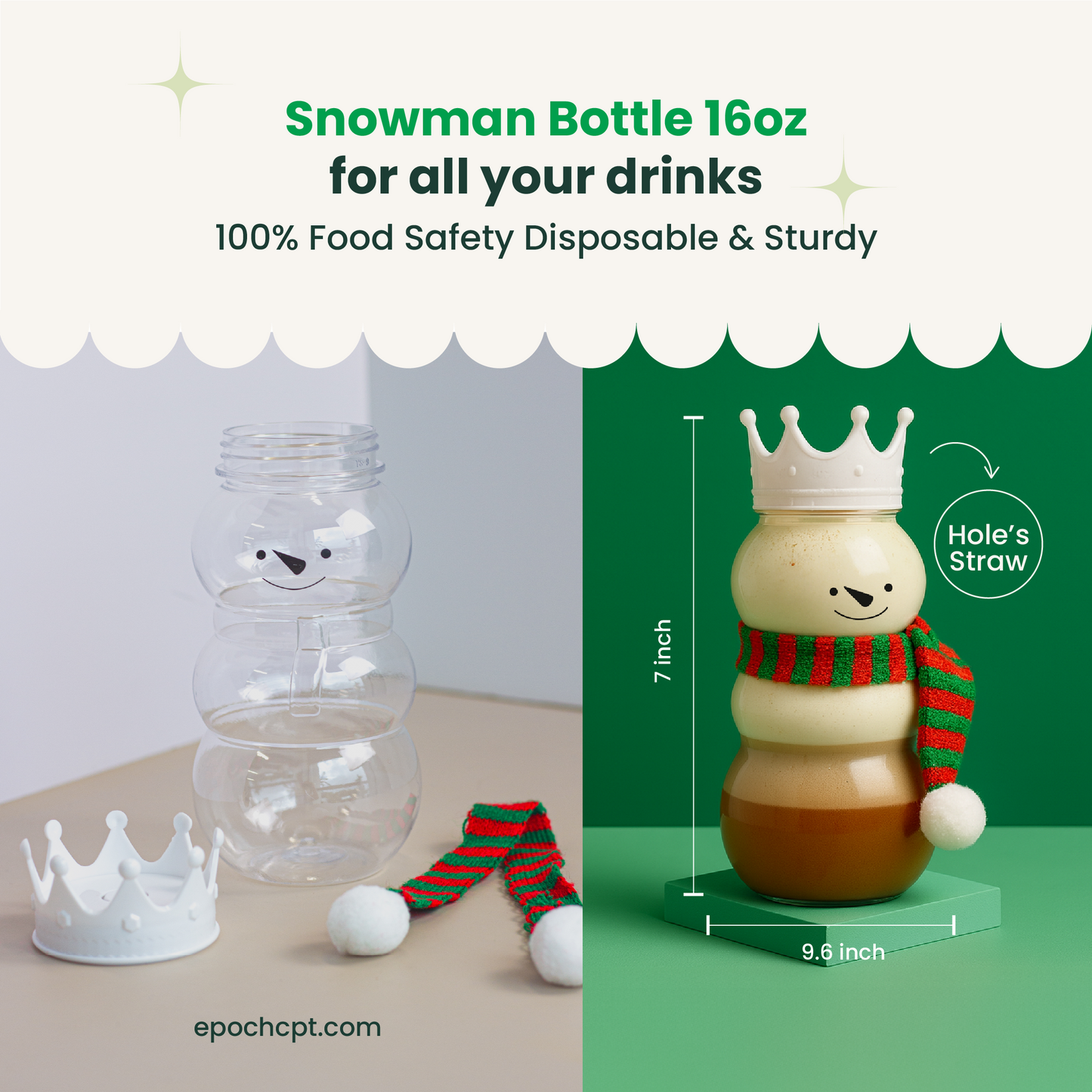 Christmas Snowman Bottle – 100 Sets (500ml / 16.9oz)