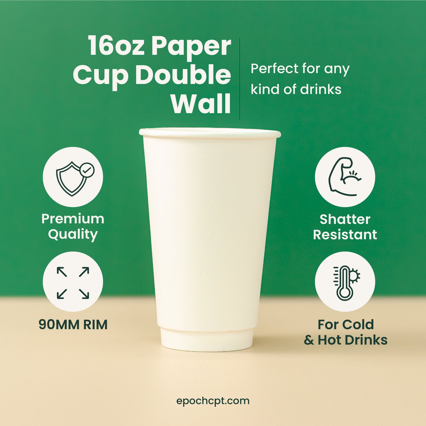 16oz Double Wall Paper Coffee Cup