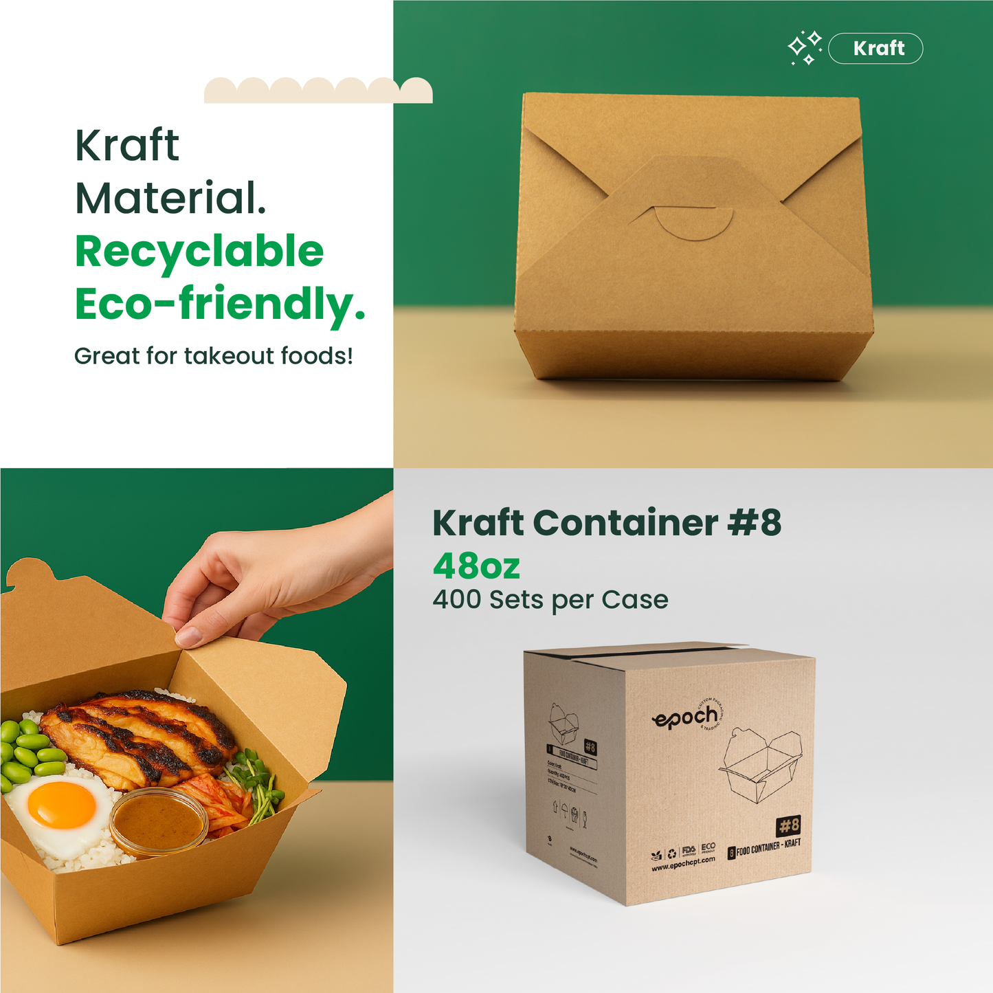 48oz Paper Kraft Food Containers #8