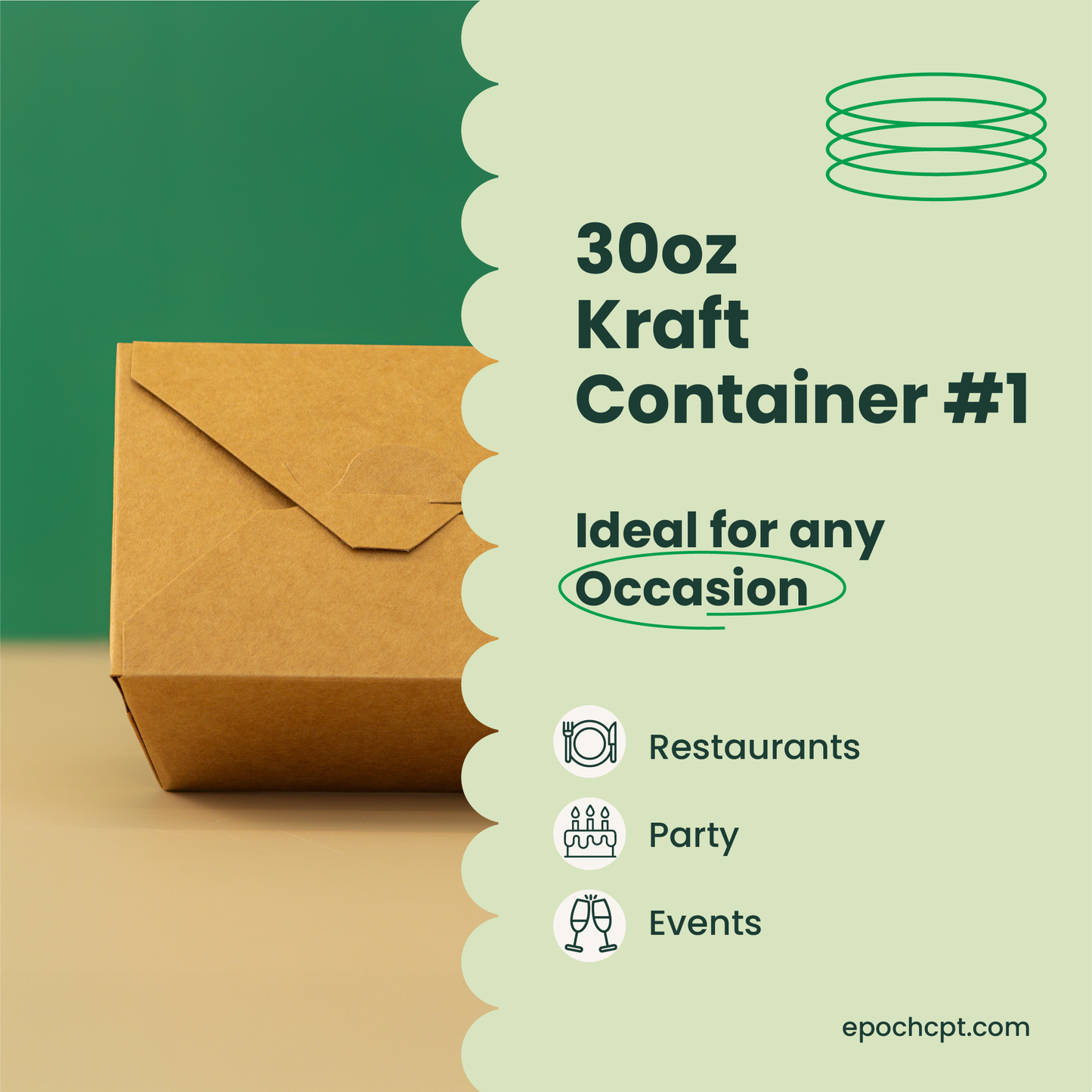 30oz Paper Kraft Food Containers #1
