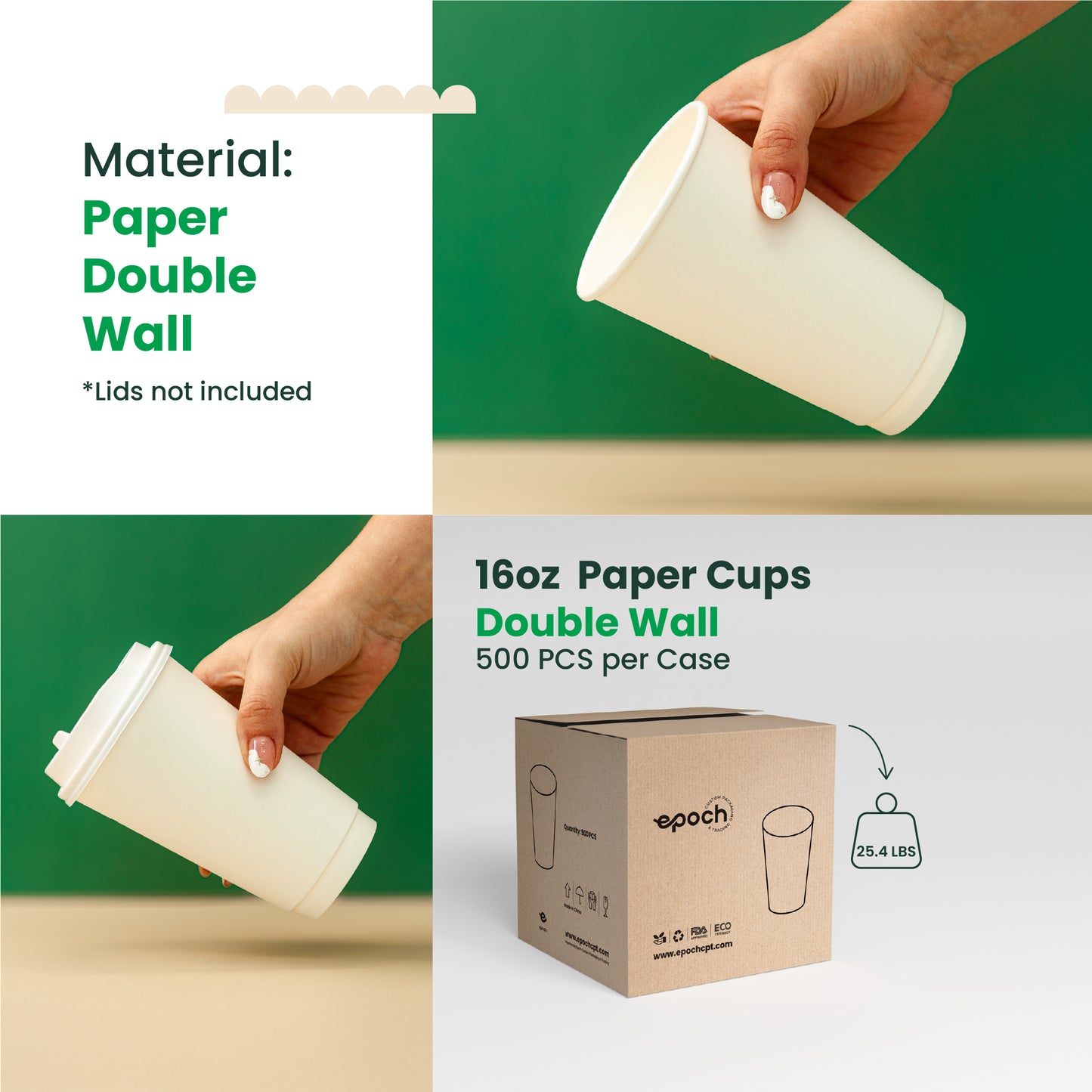 16oz Double Wall Paper Coffee Cup