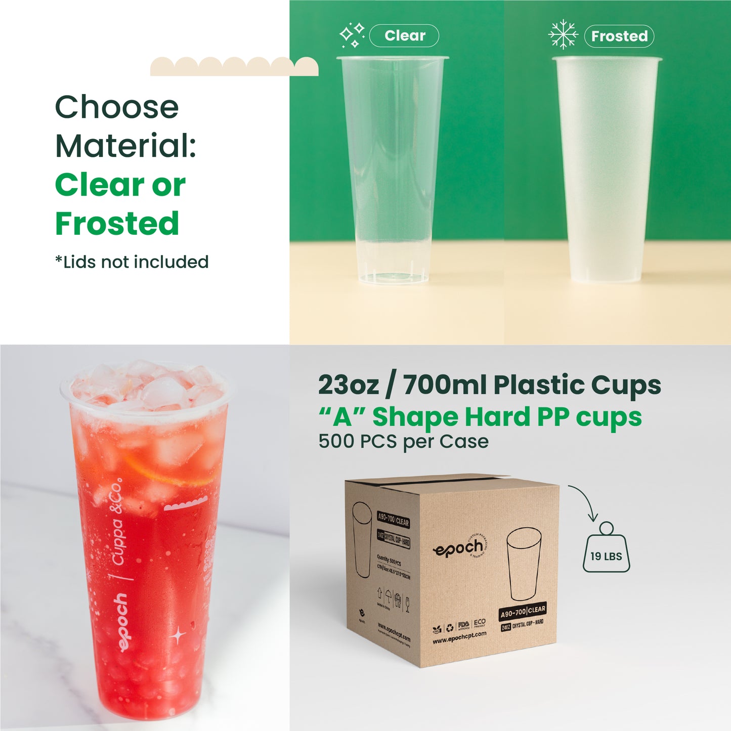 A90-700 Crystal Plastic Cup Hard | 700ml