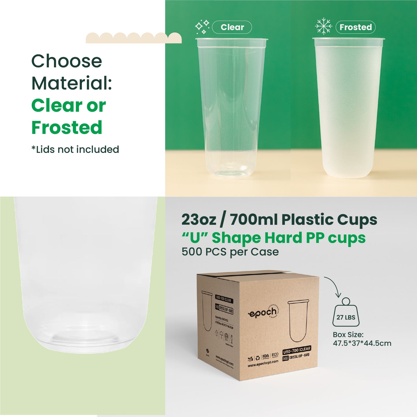 U90-700 Crystal Plastic Cup Hard | 700ml