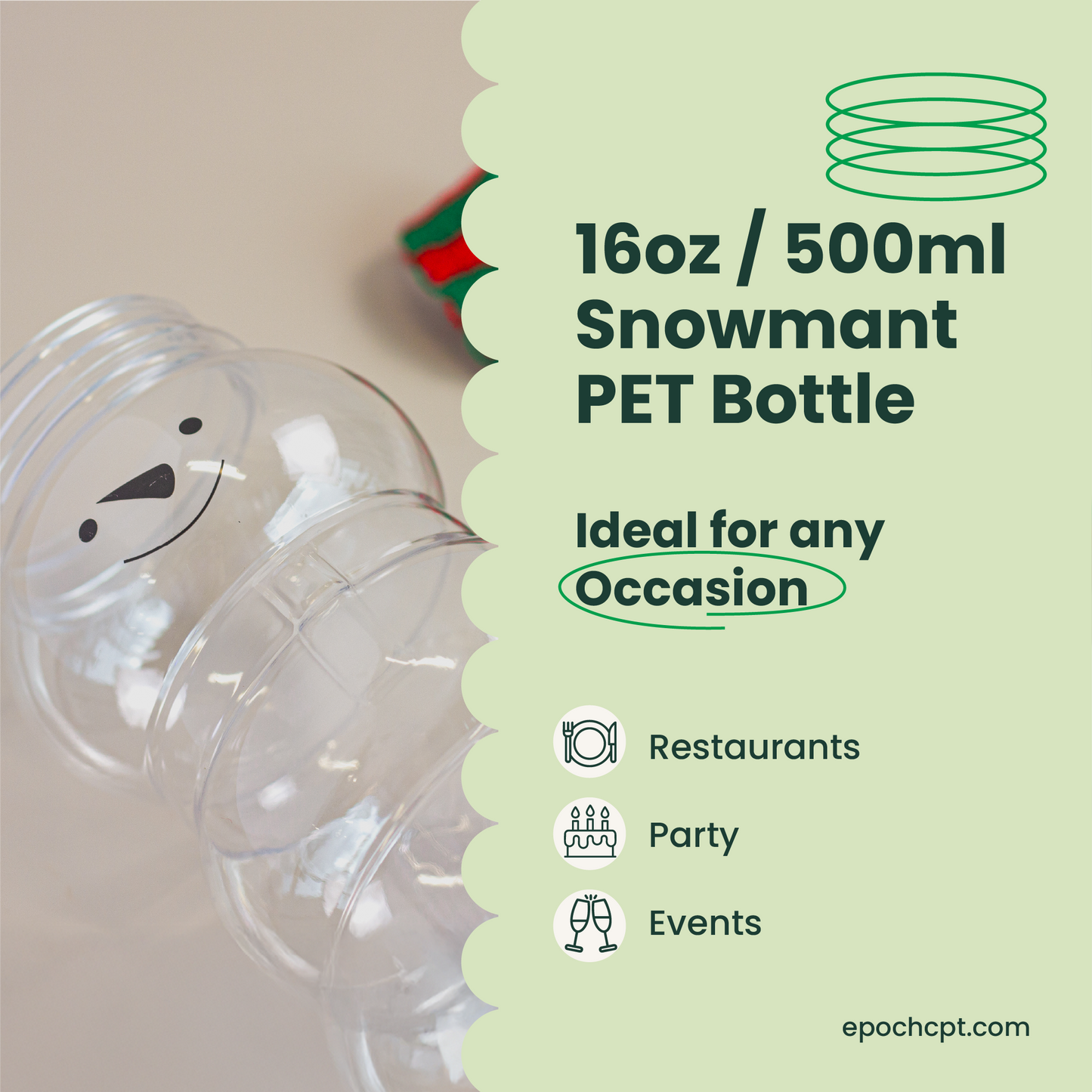 Christmas Snowman Bottle – 100 Sets (500ml / 16.9oz)