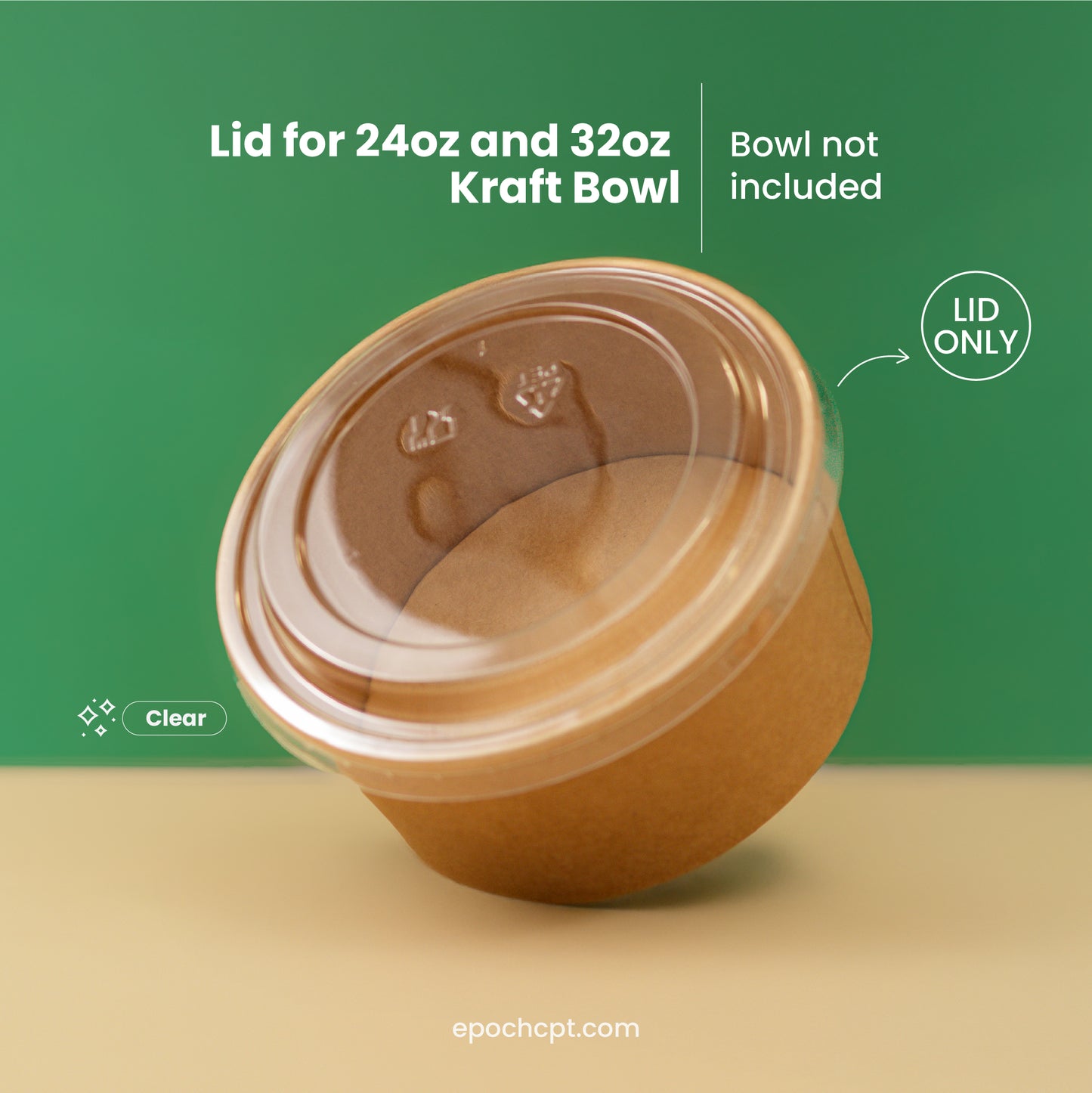 PET LID for 24oz and 32oz Round Kraft | 300 pcs