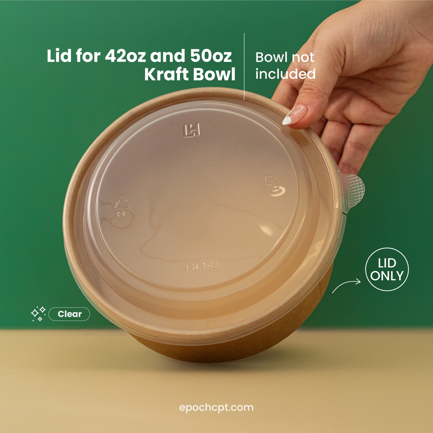 PET LID for 42oz and 50oz Round Kraft | 300 pcs