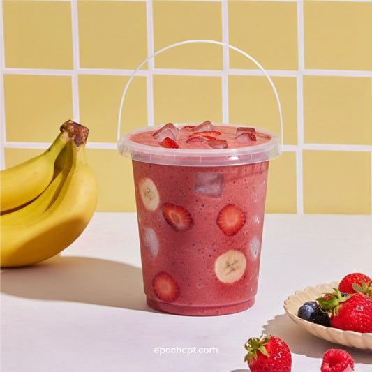 1000ml Clear Plastic Bucket with Lid | Leak-Proof Food Container | 1L Round Bucket