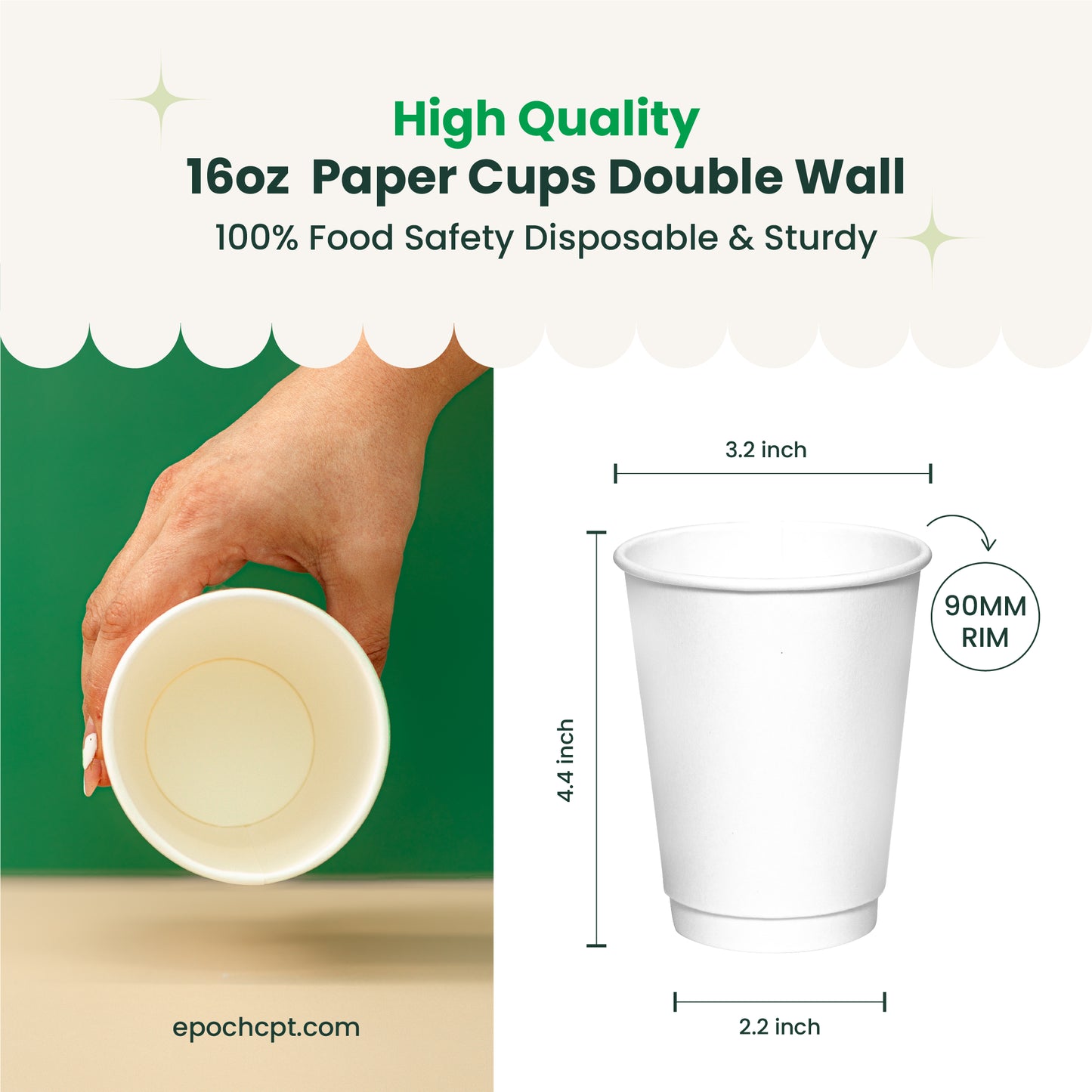 16oz Double Wall Paper Coffee Cup