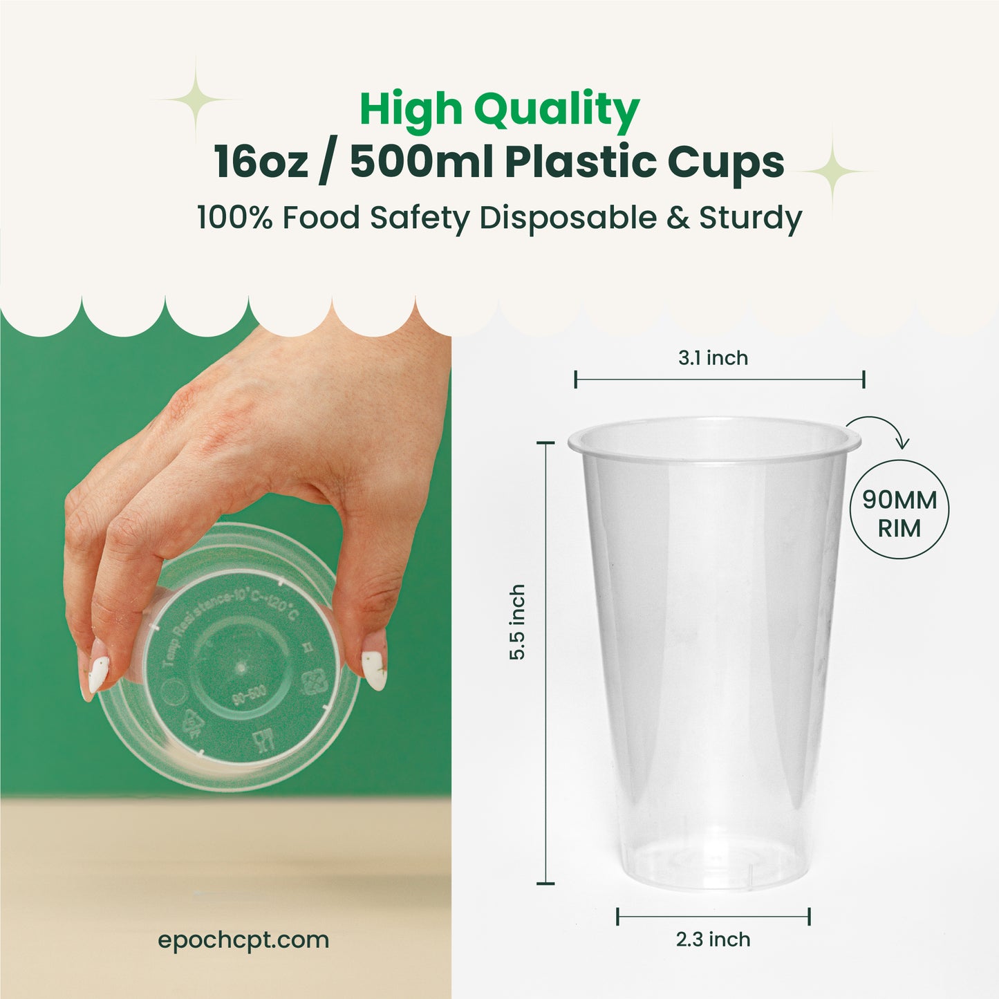 A90-500 Crystal Plastic Cup Hard | 500ml