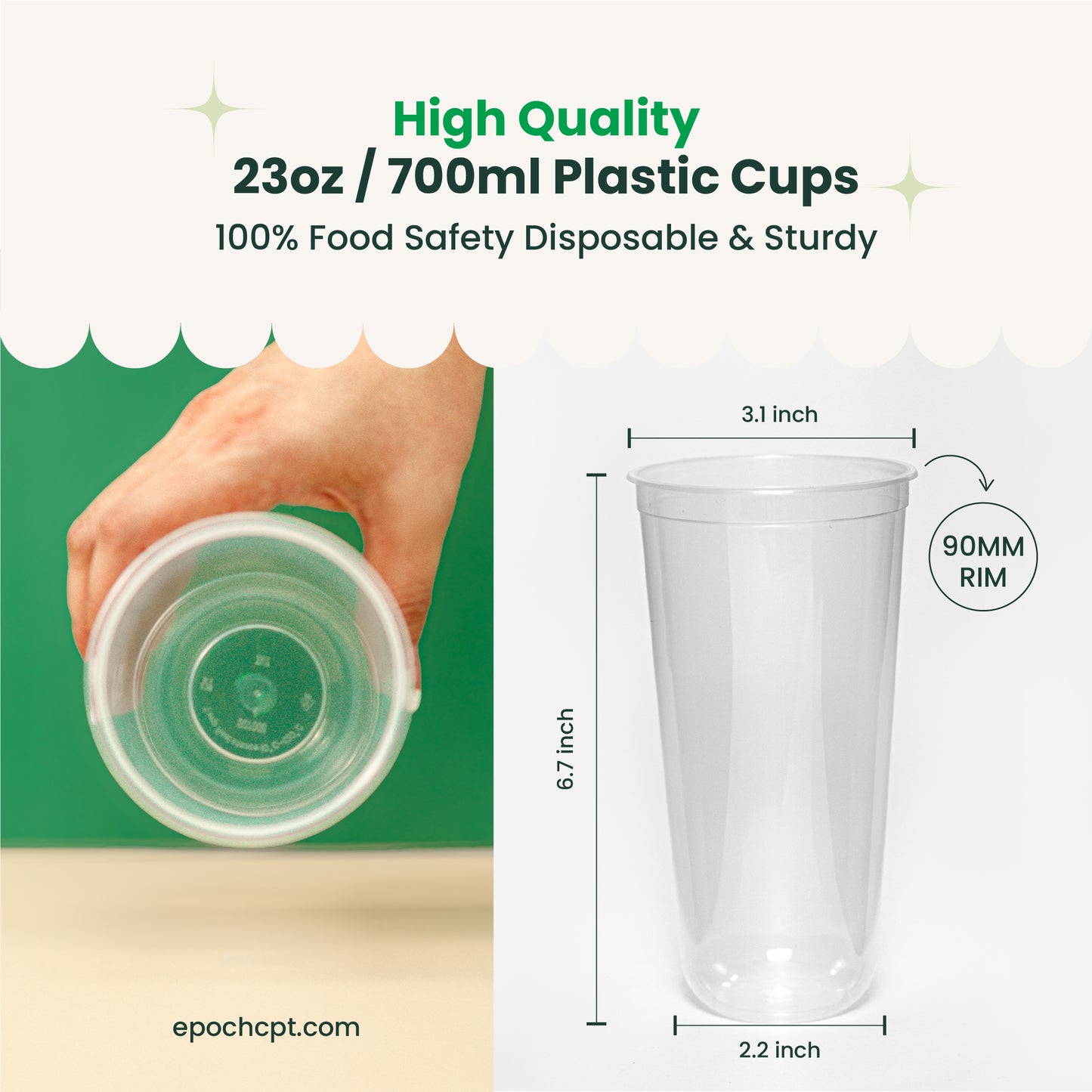 U90-700 Crystal Plastic Cup Hard | 700ml