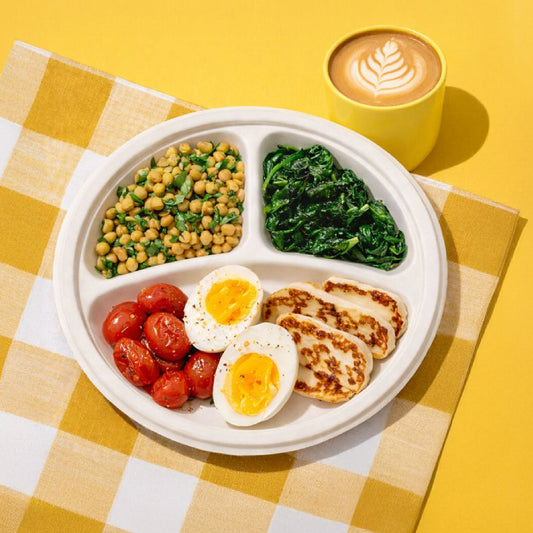 9 inches | Sugarcane 3-Compartment Bagasse Round Plate | Compostable Disposable Plates | 500 pcs