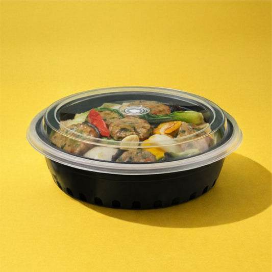 729 | 32oz PP Black Container | Takeout Food Bowl | 150 Sets
