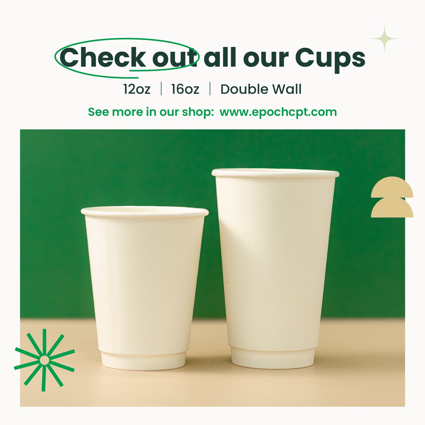 16oz | Double Wall Paper Coffee Cup | 90mm | 500 pcs