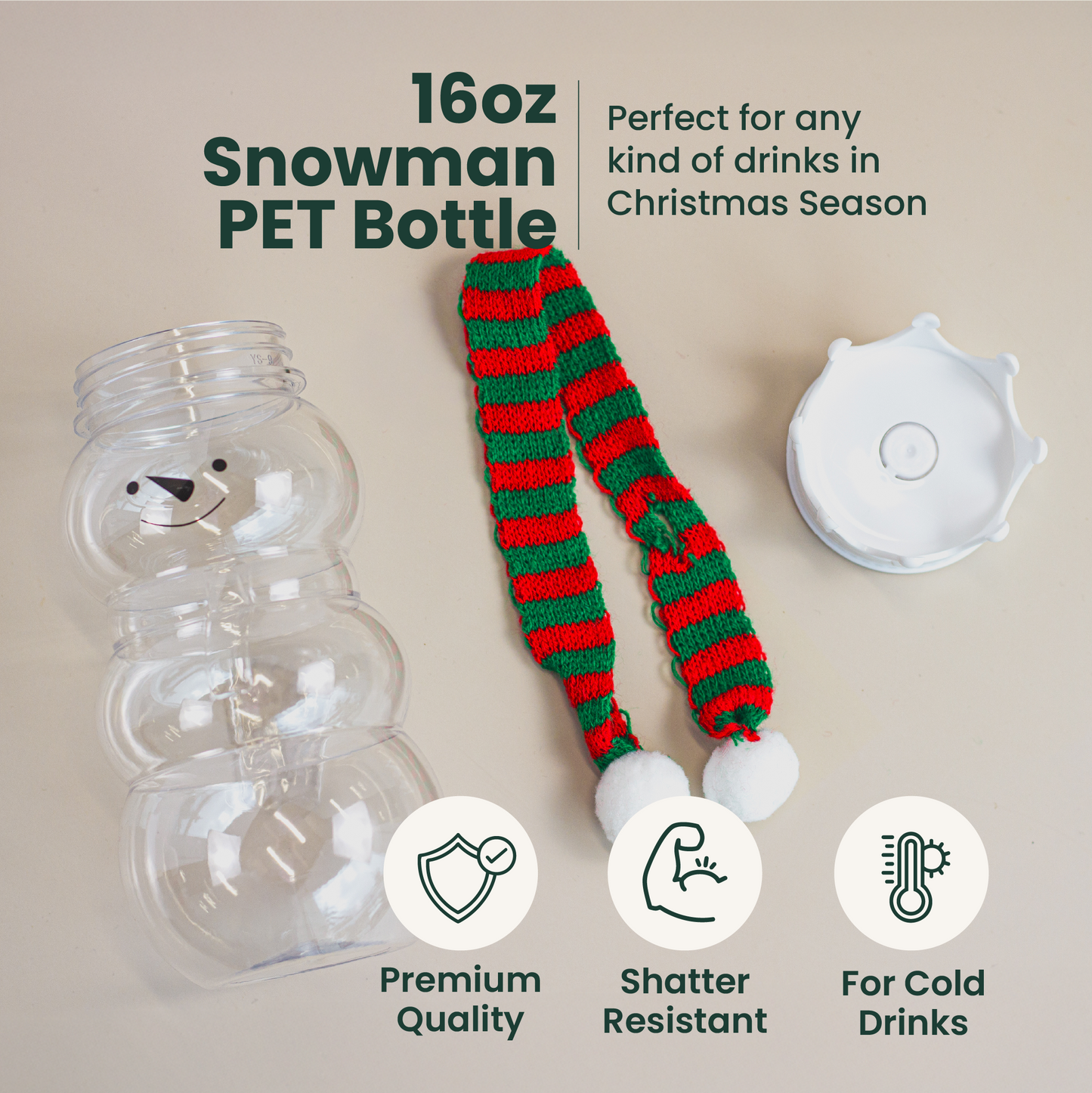 Christmas Snowman Bottle – 100 Sets (500ml / 16.9oz)