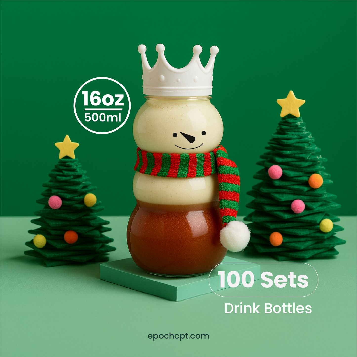 Christmas Snowman Bottle – 100 Sets (500ml / 16.9oz)