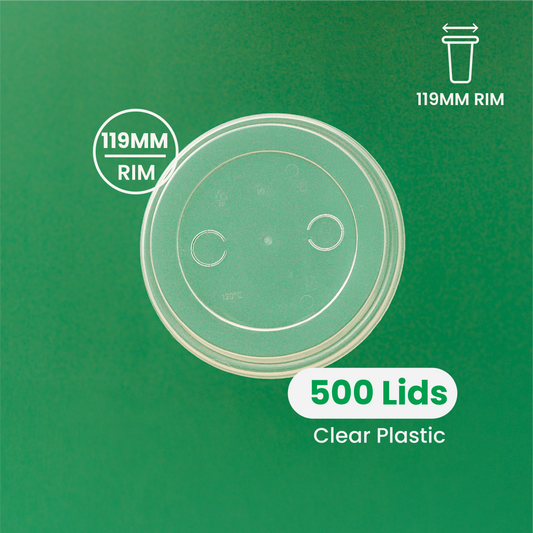 119mm | Clear PP Flat Lid | 119mm Rim Plastic Lid for 119mm Cup | 1000 pcs