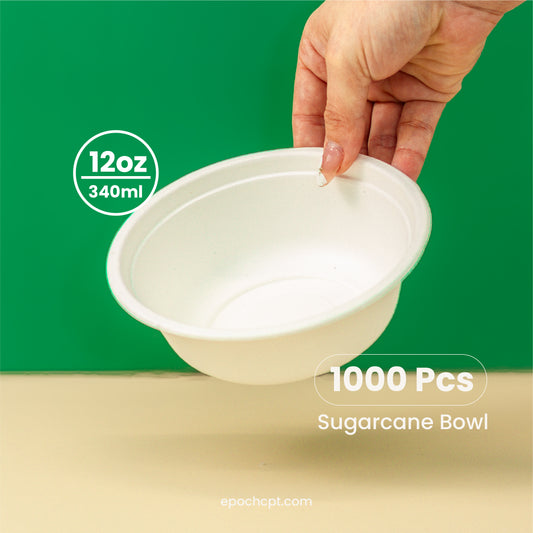 12 oz |  (340ml) Round Sugarcane Bagasse Bowls | Compostable Disposable Bowls | 1000 pcs