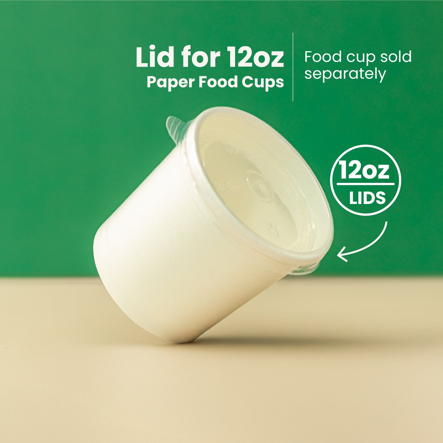 12 oz | LIDS | White Double Poly-Coated Paper Food Cup | 500 pcs