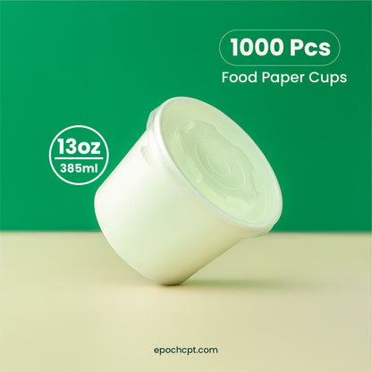 13 oz | White Double Poly-Coated Paper Food Cup | Large Soup & Food Cup | 1000 pcs
