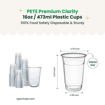 16oz  | 98mm | PETE Ultra Clear Cup  | 1000 pcs
