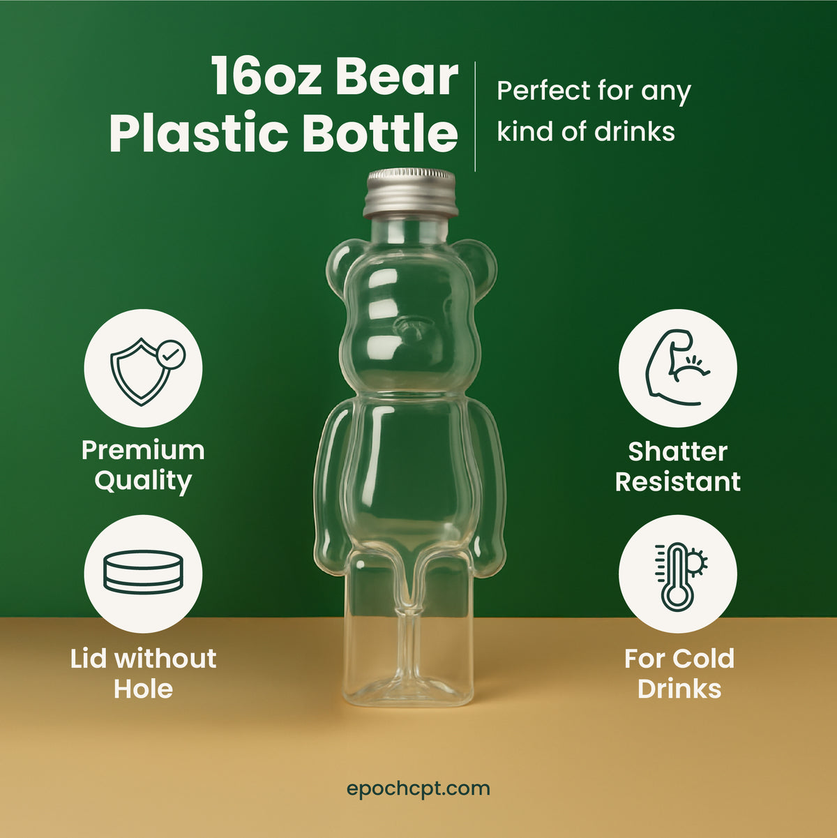16oz | Bear | Drink Plastic Bottle | Cute Drink Bottle | 100 Sets