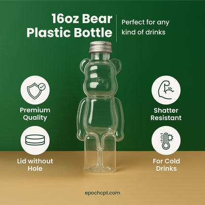 16oz | Bear | Drink Plastic Bottle | Cute Drink Bottle | 100 Sets