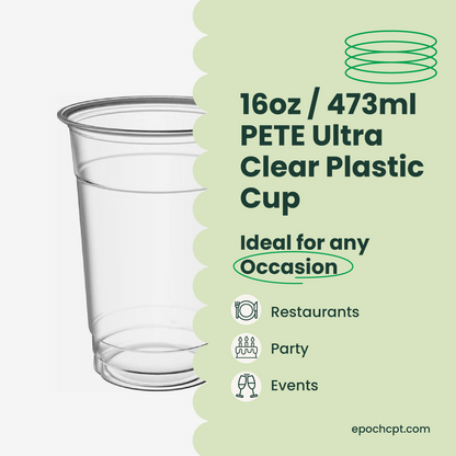 16oz  | 98mm | PETE Ultra Clear Cup  | 1000 pcs