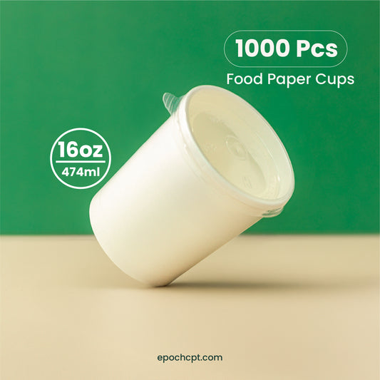 16 oz | White Double Poly-Coated Paper Food Cup | Disposable Food Cup | 1000 pcs