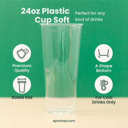 24oz | A-Shape | Soft PP Clear Plastic Cup | 90mm | 700ml