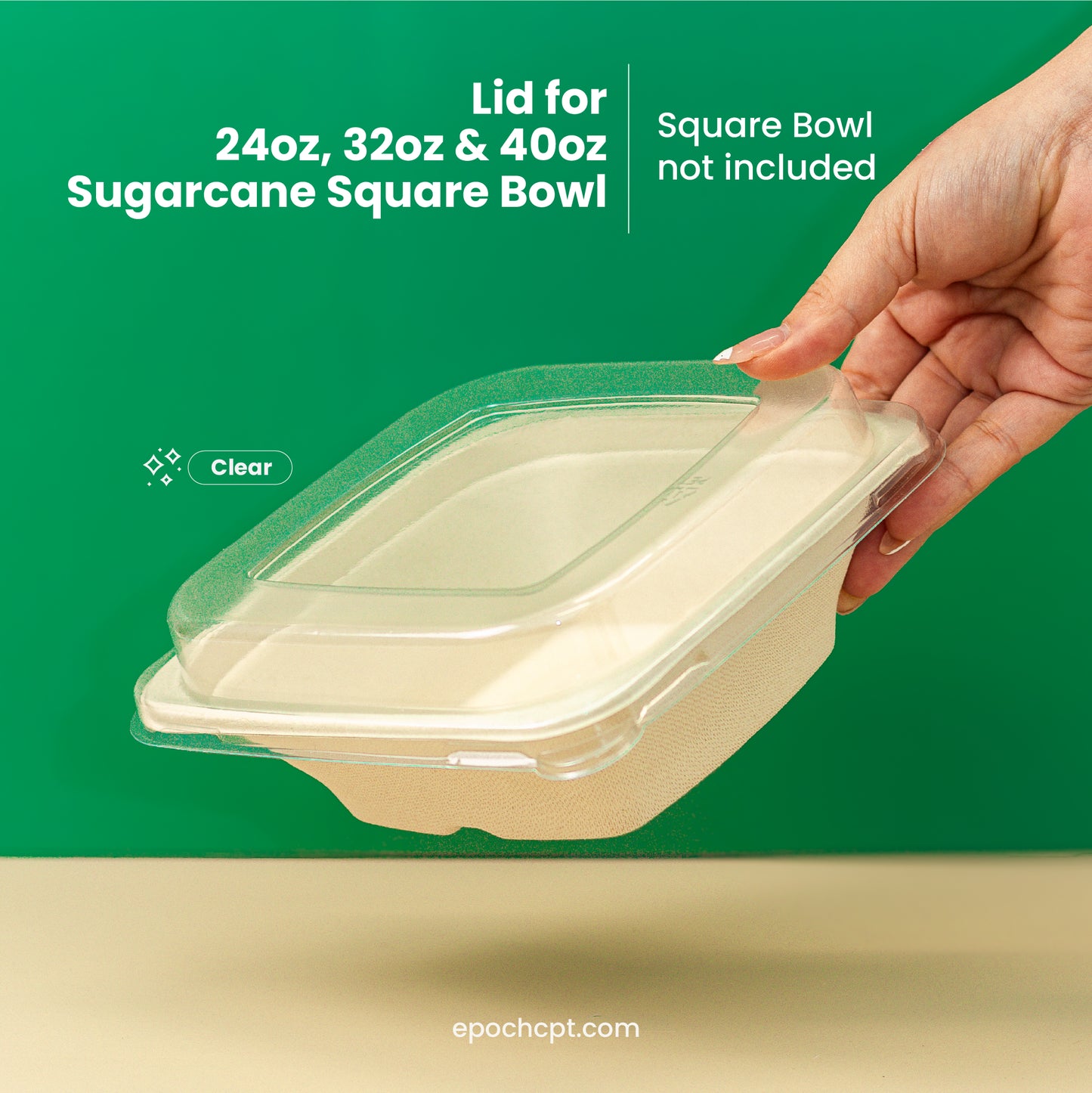 24/32/40oz  | PET LID |Sugarcane Square Bowl  | 500 pcs
