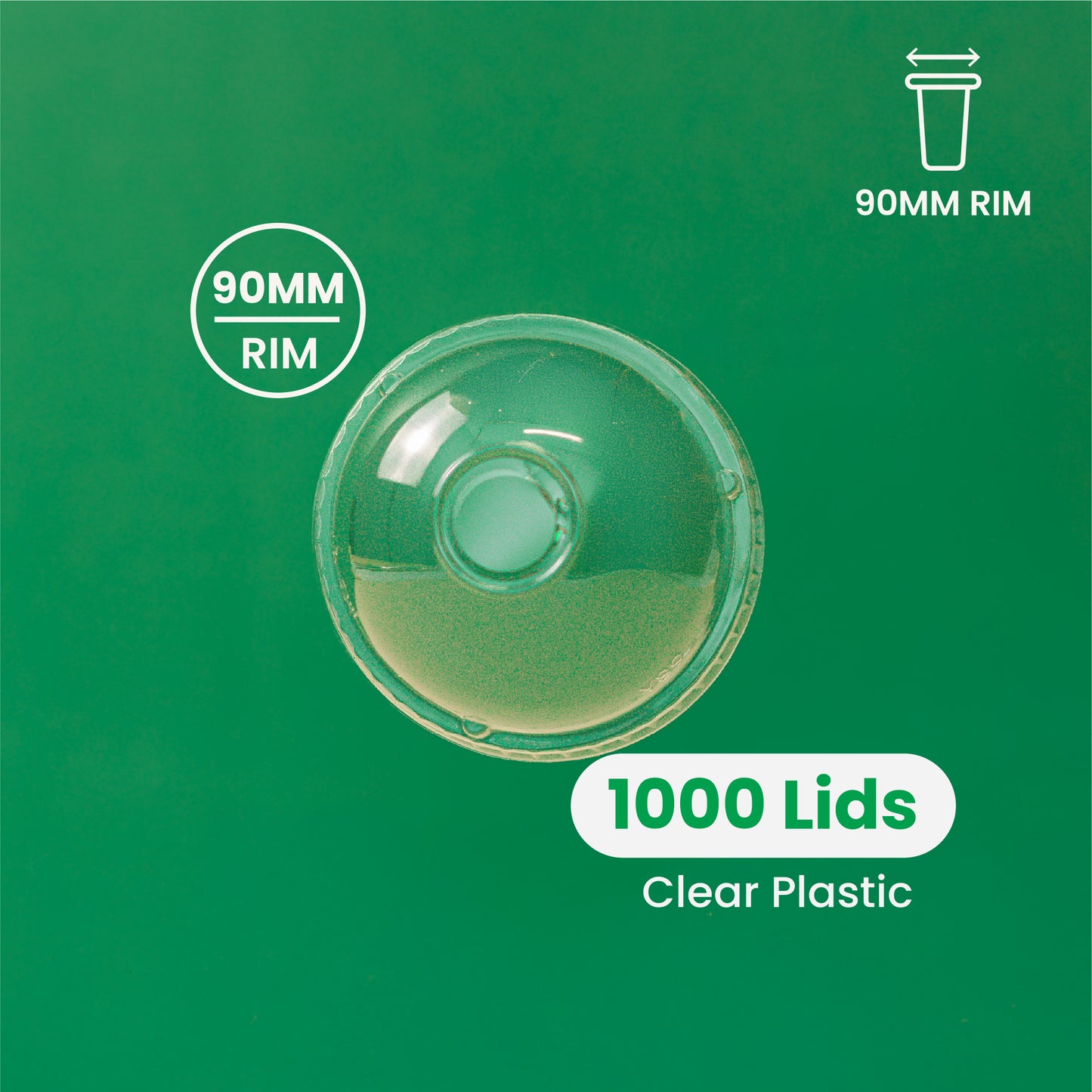 90mm |  Dome Clear PETE Plastic Lid | 1000 pcs
