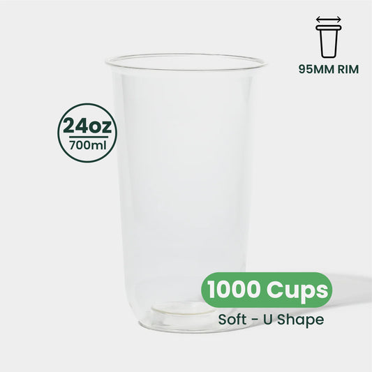 24oz | U-Shape | Clear | Soft Thin Wall Plastic Cold Cup | 95MM | 700ml Crystal Cup