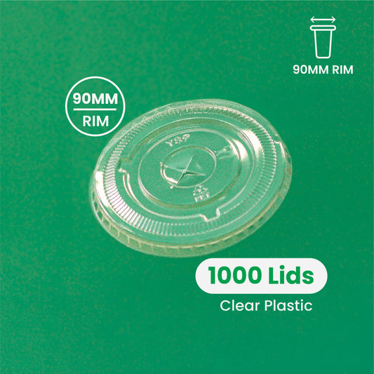 90mm | Flat Lid | Clear or Frosted | 1000 pcs