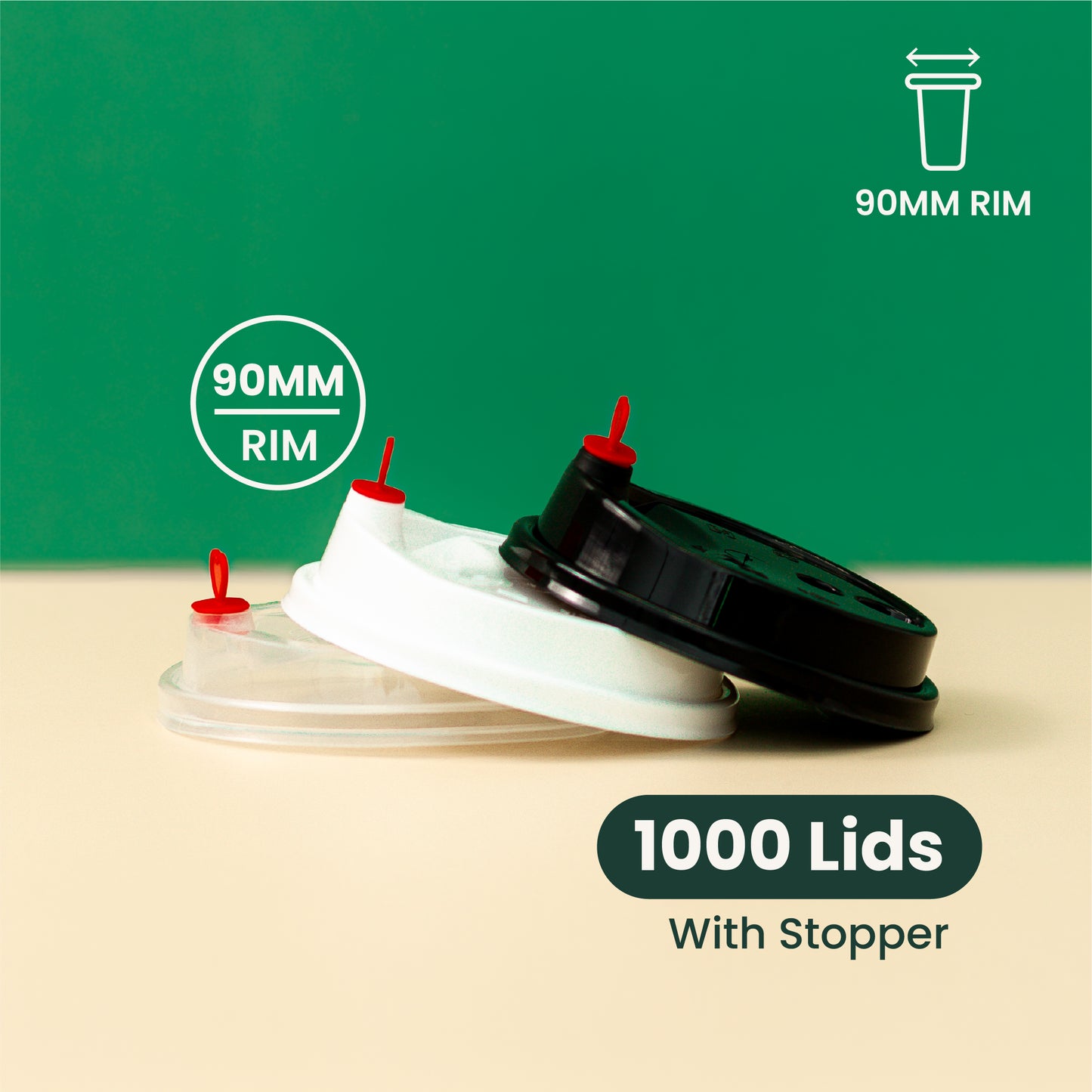 90mm | Plastic Cup Lid with Stopper | 1000 pcs