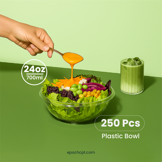 24oz Disposable Salad Bowls with Dome Lids / Clear