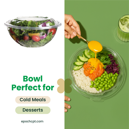 24oz Disposable Salad Bowls with Dome Lids / Clear