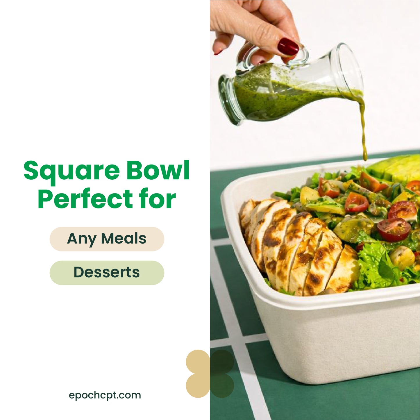 HG 24oz  | Sugarcane Square Bowl  | Compostable Takeout Bowl | 500 pcs