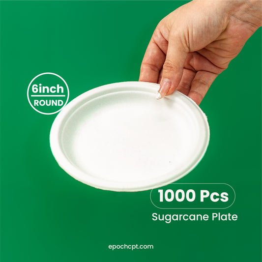 6 Inches |  Sugarcane Round Plate | Eco-Friendly Disposable Plates | 1000 pcs