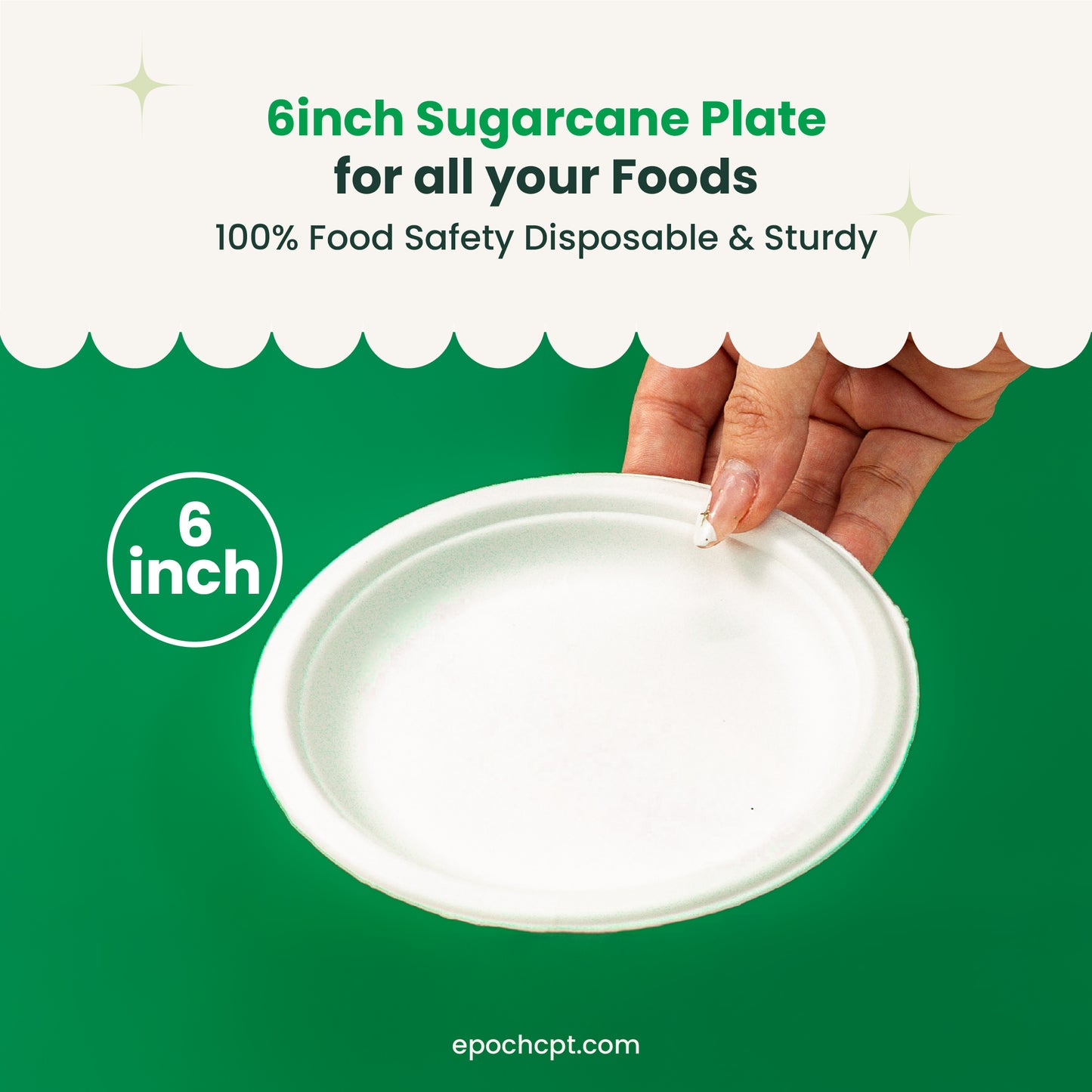 6 Inches |  Sugarcane Round Plate | Eco-Friendly Disposable Plates | 1000 pcs