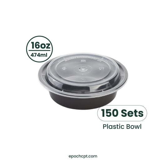 718 | 16oz PP Black Noodle Bowl | 150 Sets
