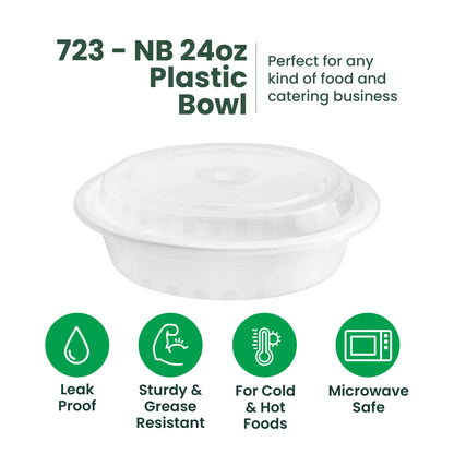 723 | 24oz PP Noodle Bowl | Black or White | 150 Sets
