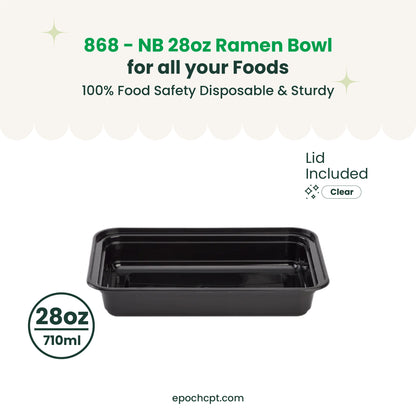 868 | 28oz PP Noodle Bowl | Black or White | 150 Sets